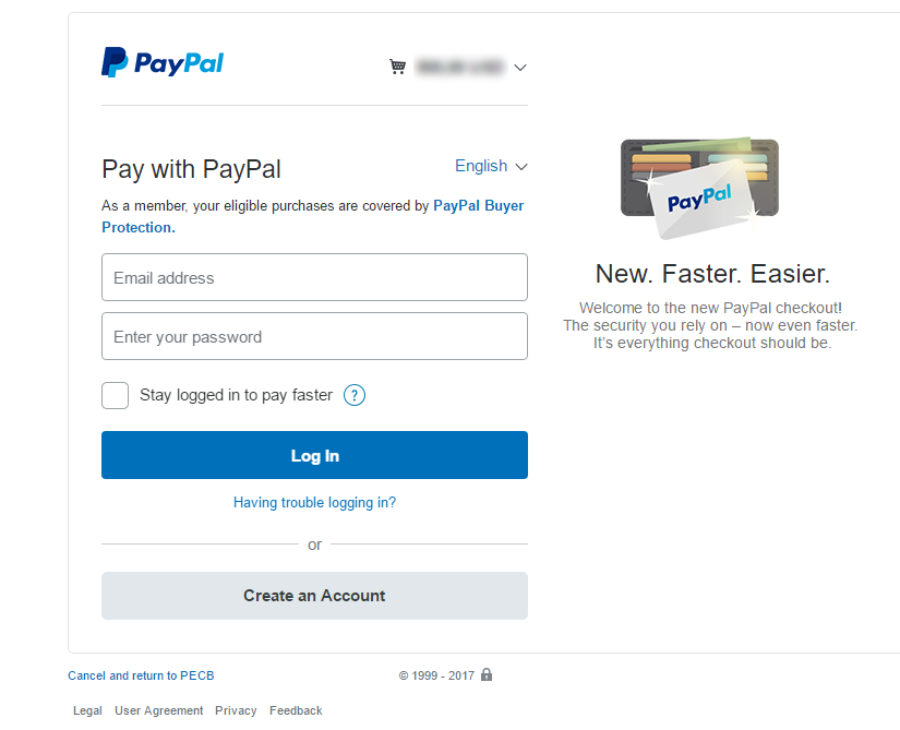 Paypal login