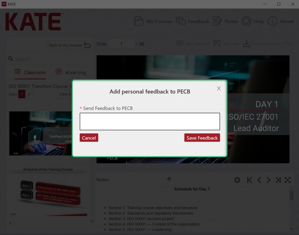 KATE Win feedback