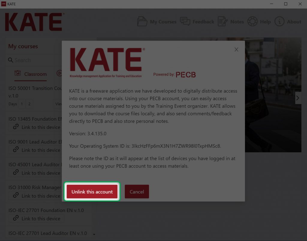 KATE Win unlink